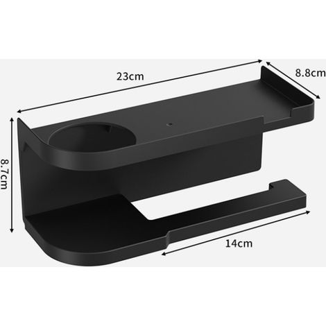 Toilettenpapierhalter mit integrierter Ablagefläche aus Edelstahl, ideal für Bad, WC, Küche und Camping (schwarz). Befestigung per Klebestreifen oder Schrauben möglich. (1/3)