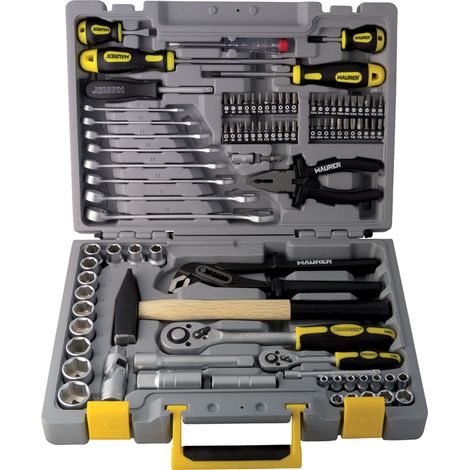 Clés, douilles, accessoires, outils et inserts, coffret de 94 pièces pour entraînements 1/4" et 1/2", référence 95589 MAURER (1/3)