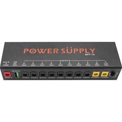 Alimentation pour pédales d'effet guitare 11 canaux avec protection indépendante contre les courts-circuits. Compatible avec les pédales d'effet 9V/12V/18V. (1/3)