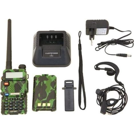 UV-5R Dualband-VHF/UHF-FM-Funkgerät mit Display, Standby-Funktion und eingebauter Uhr (Kopfhörer im Lieferumfang enthalten, Tarnmuster)