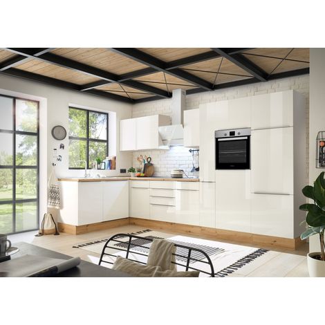 Cucina Angolo Cottura Cucina ad Angolo Marleen Premium 370 cm Bianco Artigianale Rovere Respecta (1/5)