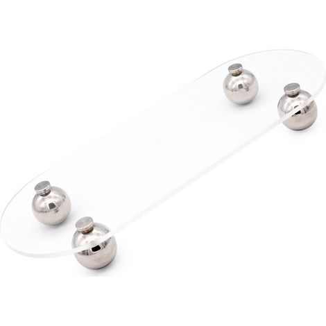 Plateau de rangement ovale en acrylique transparent, pieds ronds, style minimaliste, décoratif et pratique, idéal pour les cafés. (1/5)