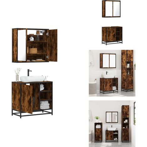 2-tlg. Badmöbel-Set Räuchereiche Holzwerkstoff - Badmöbel Set - Badmöbel Sets - Badezimmermöbel-Set - Badezimmerschrank (1/5)