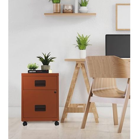Caisson mobile métal 2 tiroirs Budget - terracotta - Maxiburo (1/2)