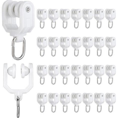 Gardinenschienenhaken, Gardinengleiterrollen, 30 Deckengardinenhaken, Deckengleitrollen für Gardinen (1/5)
