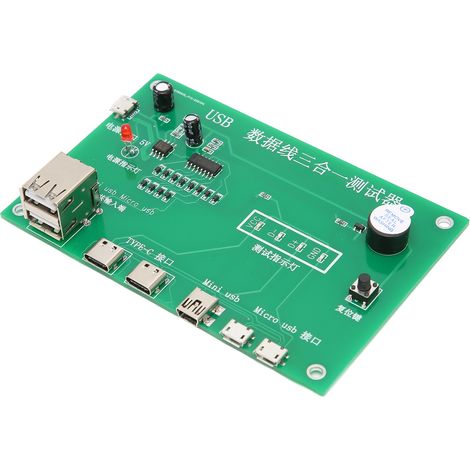3-in-1 Ladekabeltester: Testplatine, USB-Kabel, Triad-Tester mit Typ-C-, Micro-USB- und Mini-USB-Anschlüssen, Testwerkzeug für Leiterplatten und Datenleitungen. (1/5)