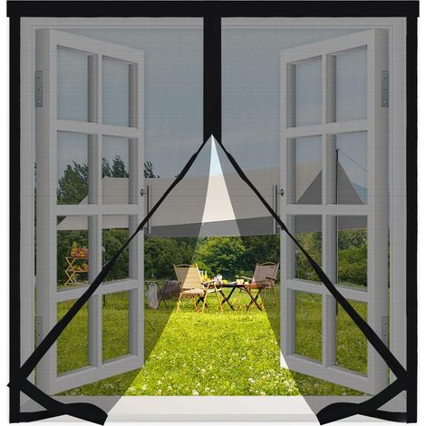 Moustiquaire Fenêtre Magnétique 95x90cm,Moustiquaire Fenêtre AimantéE,sans Percage,Automatiquement fermé,Rideau Anti Moustique pour Fenetres de Balcon Fenetres Coulissantes,Noir (1/5)