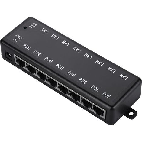 Injecteur PoE 8 Ports 12V‑48V, Alimentation Ethernet et Adaptateur Secteur (1/5)