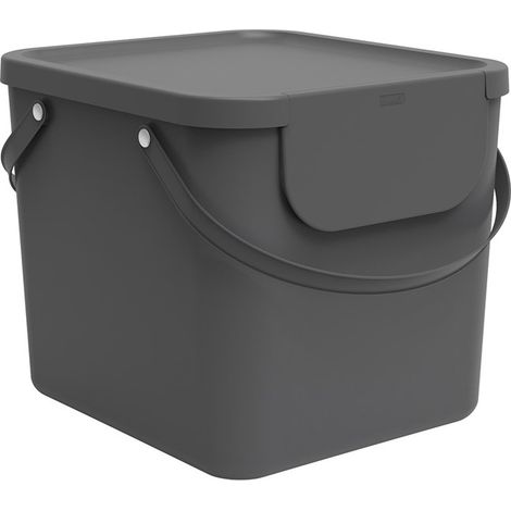 Rotho Albula - Sistema de Rifiuti de Separazione de 40 L Rifiuti da cucina, Plastica senza BPA (PP), Grigio antracite, 40 L (40,0 x 35,8 x 34,0 cm)