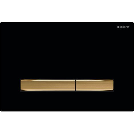 Geberit Sigma50 dual flush plate, square, brass metallic: Base plate and actuator: brass, cover plate: black (115.672.DW.2) (1/4)
