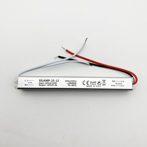 Silamp – Transformateur 220V 12V 25W DC 2A IP44 pour rubans LED – Installation intérieure sécurisée – Alimentation fiable pour éclairage (1/5)
