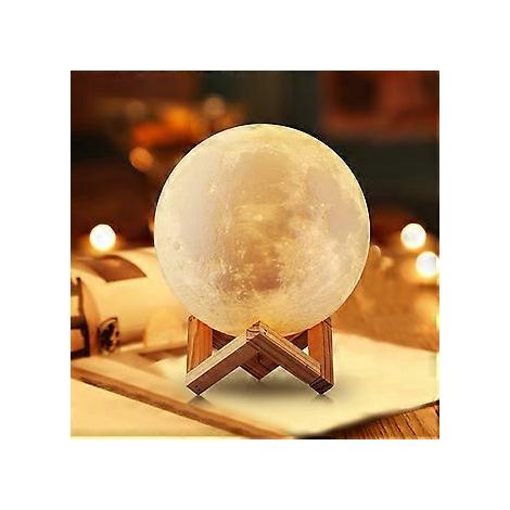 Mondlampe – Einzigartiges Geschenk – 3 Farben (Warm, Kalt & Ernte) Mondlampe Nachtlicht LED-Tischlampe Wiederaufladbar und Touch-Steuerung Helligkeit (10 cm)