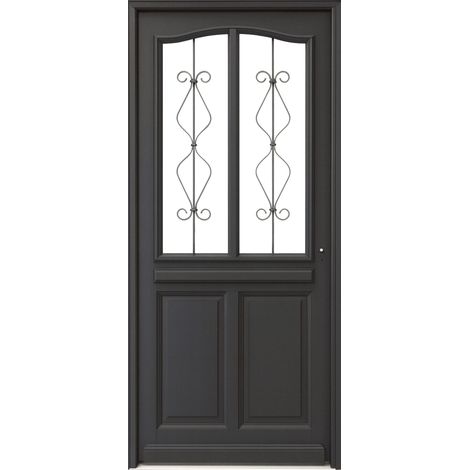 Puerta de entrada de madera con vidrio Sandro gris antracita, H.200 x L.90 cm, lado del tablero, izquierda, GD MENUISERIES (1/5)
