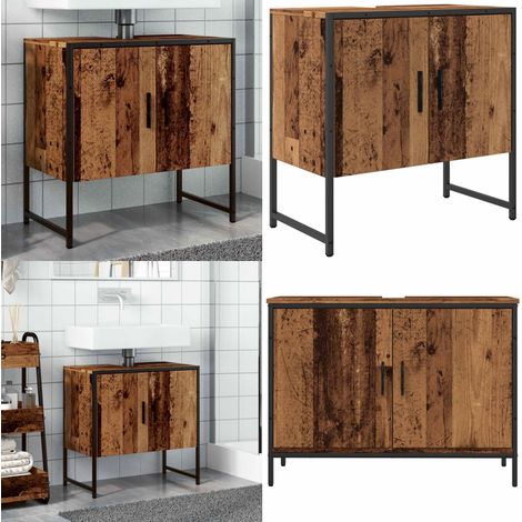 vidaXL Armoire lavabo de salle de bain vieux bois 60x33x60 cm