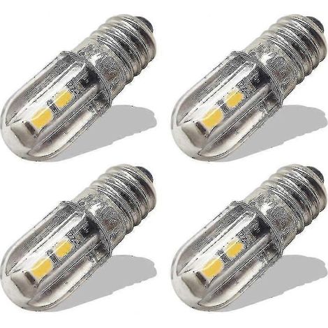 Ampoule LED E10 220 V/230 V CA, témoin lumineux LED à économie d'énergie, culot à vis 8 mm, puce LED 3030 4 SMD, blanc chaud (lot de 4) HHS (1/4)