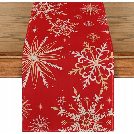 Camino de mesa navideño Artoid Mode con copos de nieve rojos, 40 × 180 cm, Navidad (1/5)