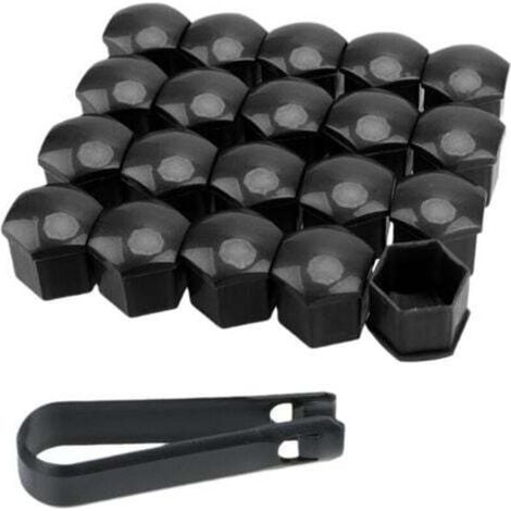 Cache-écrou Roue - Diamètre Interne 19 mm - Pour Écrous Hexagonaux Automobiles - Protection Antipoussière Anticorrosion - Lot de 20 Pièces avec Outil de Démontage (1/4)