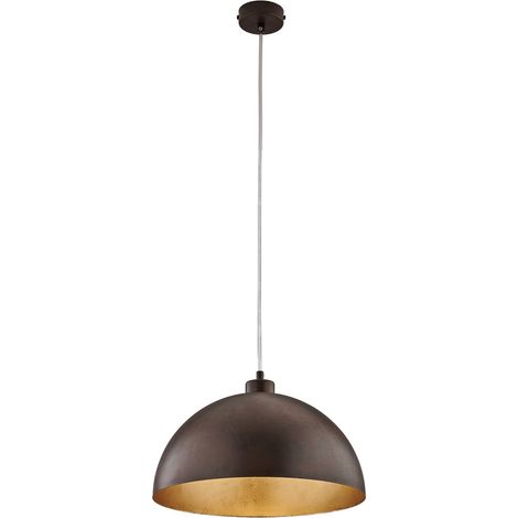 Sospensione Industrial 1 Luce Marcus In Ferro Laccato Ruggine E Oro Diam 35 (1/3)