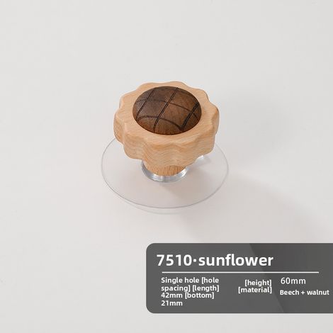 Paire de poignées soleil bois naturel coloré pour tiroir porte meuble cuisine chambre enfant (1/2)