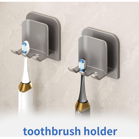 Porte-brosse à dents électrique étanche pour salle de bain - Porte-brosse amovible avec support autocollant - Gris