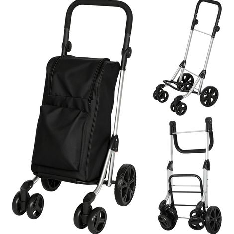 Carro de compra plegable 46L con bolsa térmica, asa ajustable y marco aluminio (1/4)