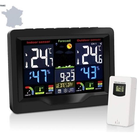 Station météo numérique connecté sans fil Thermometre Exterieur Hygromètre Tendance Prévision Capteur extérieur (1/4)