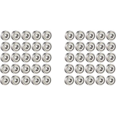 50Pcs 608 ZZ Roulements à Billes, 608Zz Metal Double Shielded Miniature Deep Groove Skateboard Ball Bearings (8mm x 22mm x 7mm) (1/5)
