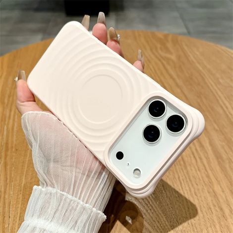 (Rose, iPhone 15 Pro) Coque de protection magnétique en silicone liquide, résistante aux chutes et douce au toucher.