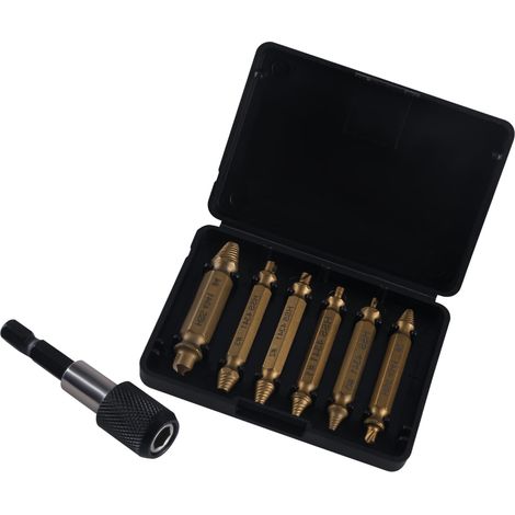 Lot de 6 extracteurs de vis, tournevis à gauche avec tige adaptateur à six pans creux 1/4, pour extraire les vis légèrement endommagées (1/5)