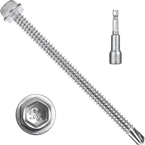 Metal Self-Drilling Screws with Sealing Washer 0.5 x 100 mm (1/5)