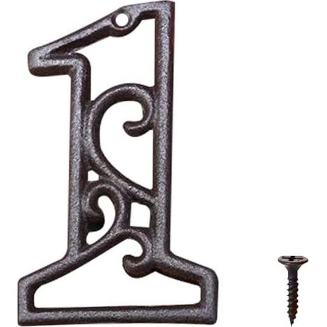 JSSEVN-Métal Numéro de Maison en Fonte extérieur Moderne House Numbers Metal Sign Numéro de Porte Style rétro Numéro D'adresse Pour café, Bar (Numéro 1) (1/5)