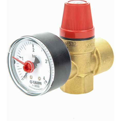 CALEFFI Membran-Sicherheitsventil 2,5 bar mit Manometer 1/2 Zoll (Eingang) 532142