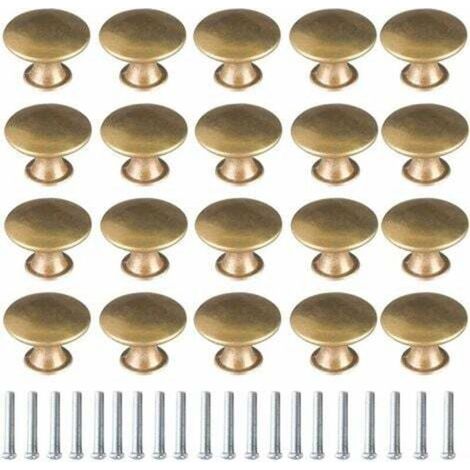 Bouton de Porte Laiton 20 Pièces Vintage Laiton Poignées Boutons de Meuble Boutons Porte de Tiroir Poignée de Meuble Bouton de Meuble Vintage pour Tiroir Armoire Meuble Cuisine de Placard