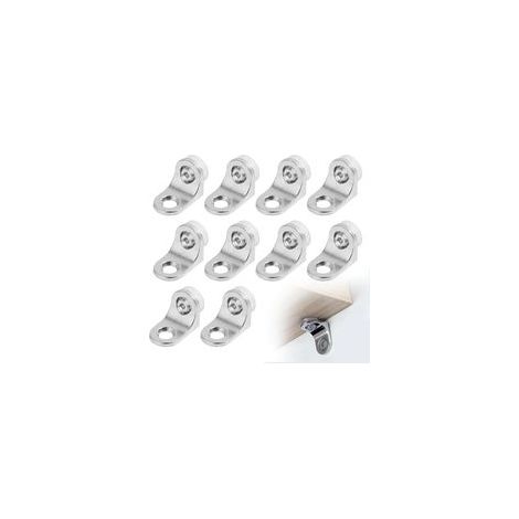 Lot de 10 équerres d'angle robustes en acier inoxydable pour étagères droites à 90 degrés en forme de L Supports d'étagère de placard en métal (1/5)