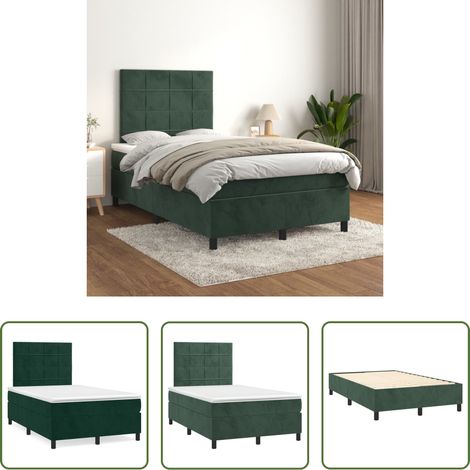 Matratze - Boxspringbett mit Matratze Dunkelgrün 120x200 cm Samt (1/5)