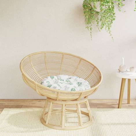 Coussin rond à motif de feuilles Ø 60 x11 cm tissu oxford (1/5)