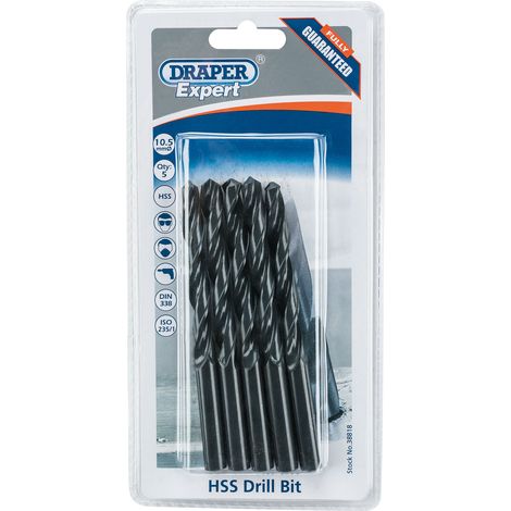 Draper 38818 Draper Expert HSS Drill Bit, 10.5 x 220mm (Pack of 5) (1/5)