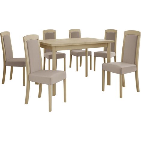 Conjunto de mesas y sillas para comedor Victorville 351, Roble Sonoma, 78x80x120cm, Diámetro: 0, Número de asientos: 6, Estilo: Contemporary