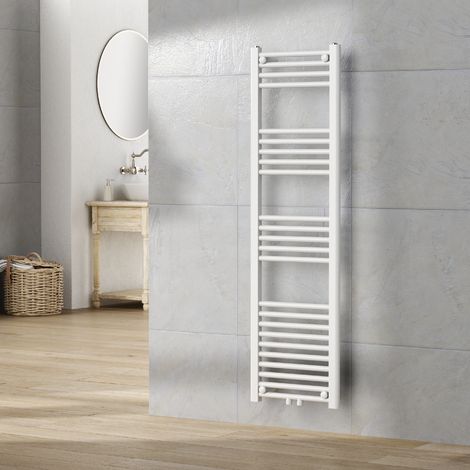 Radiador toallero mural Voss 485 W 24 tubos acero 140x40cm - Blanco [neu.haus]