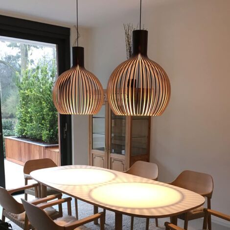 royaluxe -Suspension en bois noir, plafonnier semi-encastré moderne pour cuisine, îlot central, style ferme, entrée, hall ou table de salon (35cm) (1/5)