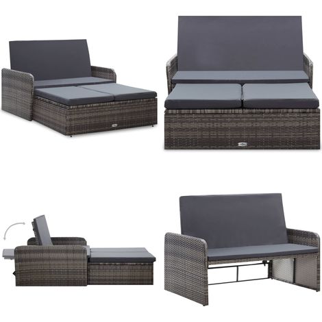 Salon de jardin 2 pcs avec coussins Résine tressée Gris - Canapé De Jardin - Salon De Jardin - Meuble De Jardin - Ensemble De Salon - Mobilier De Jardin - Home & Living (1/5)