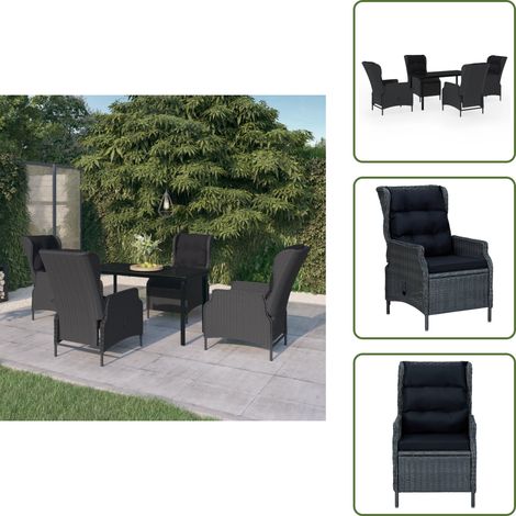 Sillas de jardín - vidaXL Juego de comedor de jardín 5 piezas gris oscuro - Mesa de jardín