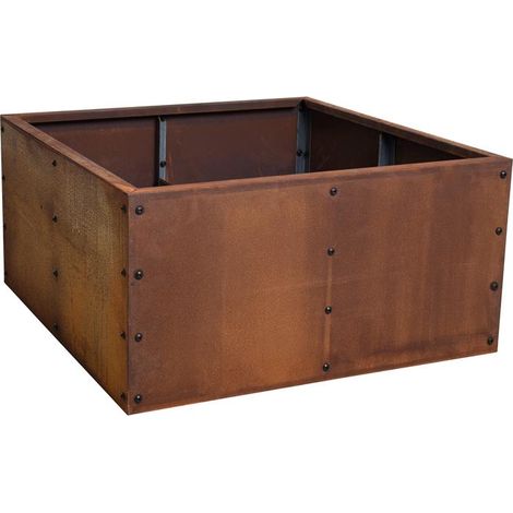 Estexo – Carré potager sur pied en acier Corten 80x80x40 cm – Résistant aux intempéries – Facile à monter – Pour légumes et herbes