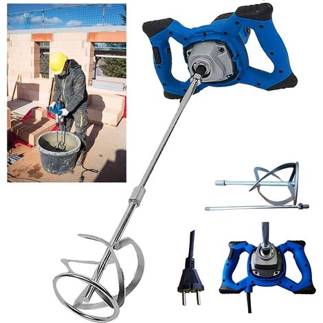 Mélangeur à béton 2600 W – 6 vitesses 0-1500 tr/min – Tige spirale M14 59 cm – Agitateur Ø 120 mm pour béton et mortier