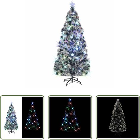vidaXL Künstlicher Tannenbaum - Vorbeleuchteter Weihnachtsbaum mit Ständer und LED 150 cm Glasfaser (1/5)