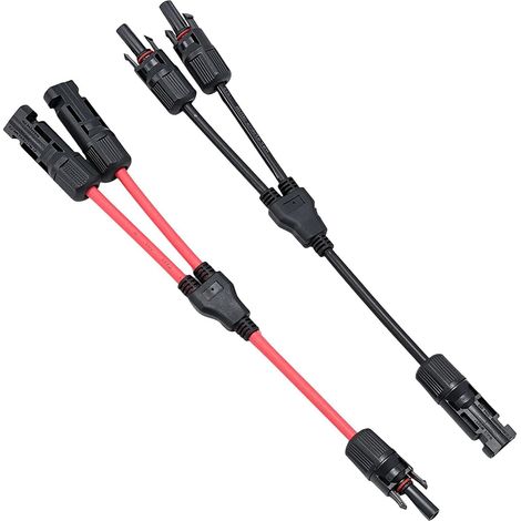 1 Paire Solaire Panneau Câble Connecteur Y, Câble Y Solaire 6mm², 10AWG 1 à 2 Branches Y Connecteurs Câble Solairede Panneau Solaire MMF + FFM, 1000 V, 30A, IP67 Imperméable (1/5)