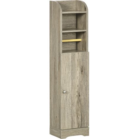 Mobiletto da bagno con 1 ripiano superiore a giorno, 2 vani e 1 armadietto, 23 x 18 x 100 cm, grigio