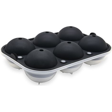 Cubitera con tapa, caja redonda para cubitos de hielo para whisky, cócteles y bebidas caseras para mantener las bebidas frías (negra - juego de 2) (1/5)