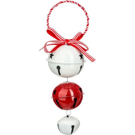 Sujet de Noël 3 Grelots "La Piste" 18cm Rouge & Blanc