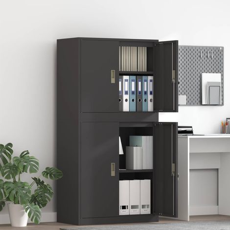 vidaXL Armoire de rangement 2 pc Noir 80 x 40 x 160 cm Acier (1/5)